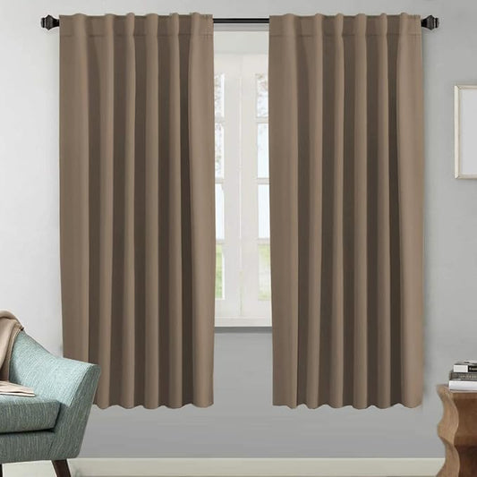 H.VERSAILTEX Blackout Curtains Thermal Insulated Window Treatment Panels Room Darkening Blackout Drapes for Living Room Back Tab/Rod Pocket Bedroom Draperies (2 Panels, Macchiato, 52 x 72 Inch)