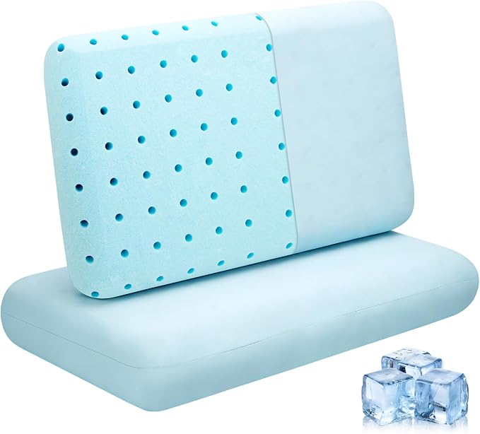 HIMOON Cooling Memory Foam Pillow, Bed Pillow for Sleeping, Standard Size, Breathable Memory Foam, Premium Support with Washable Cover for Back, Side and Stomach Sleepers (2 Packs)
