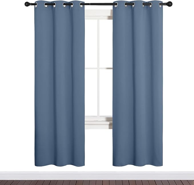 NICETOWN Blackout Curtains, 1 Pair, 34" x 72", Stone Blue | Home Decoration Thermal Insulated Noise Reducing Curtains & Drapes for Bedroom Boys Room Privacy Panels