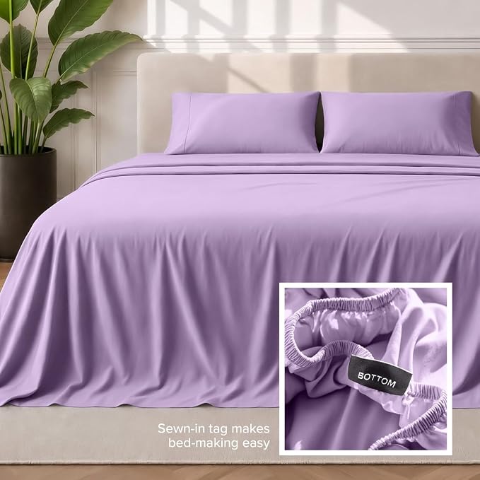 Bare Home Twin Sheet Set - 1800 Ultra-Soft (Twin, Lavender) | Deep Pockets 6 to 15 Inches, Breathable, Hypoallergenic, Hotel Luxury, Easy Fit, Soft, All-Season