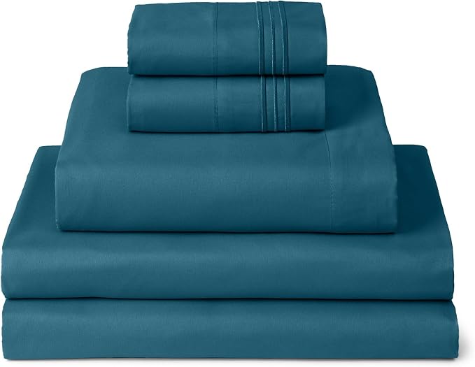 Mellanni Iconic 5-Piece, Ultra Soft Sheet Set (Split King, Teal) | 10M+ Sleepers. Lab-tested: Sleeps Cool, Stays Bright, Strong, Smooth. Good Housekeeping Best Bedding, 7 yrs running.