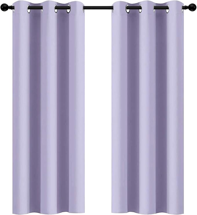 Yakamok Room Darkening Curtains 42x72 inch Length Lilac-Living Room | 2 panels,grommet blackout window treatment,thermal insulated,light blocking drapes,privacy protection,bedroom dining room