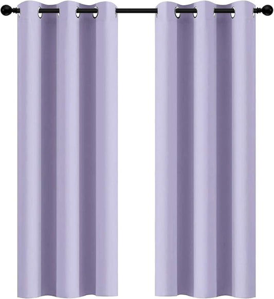 Yakamok Room Darkening Curtains 42x72 inch Length Lilac-Living Room | 2 panels,grommet blackout window treatment,thermal insulated,light blocking drapes,privacy protection,bedroom dining room