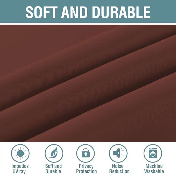 H.VERSAILTEX Blackout Curtain for Living Room Thermal Insulated Window Treatment Curtain Extra Long 96 inch Length Energy Saving Solid Grommet Top Blackout Drape, One Panel, Rust, 52" W x 96" L