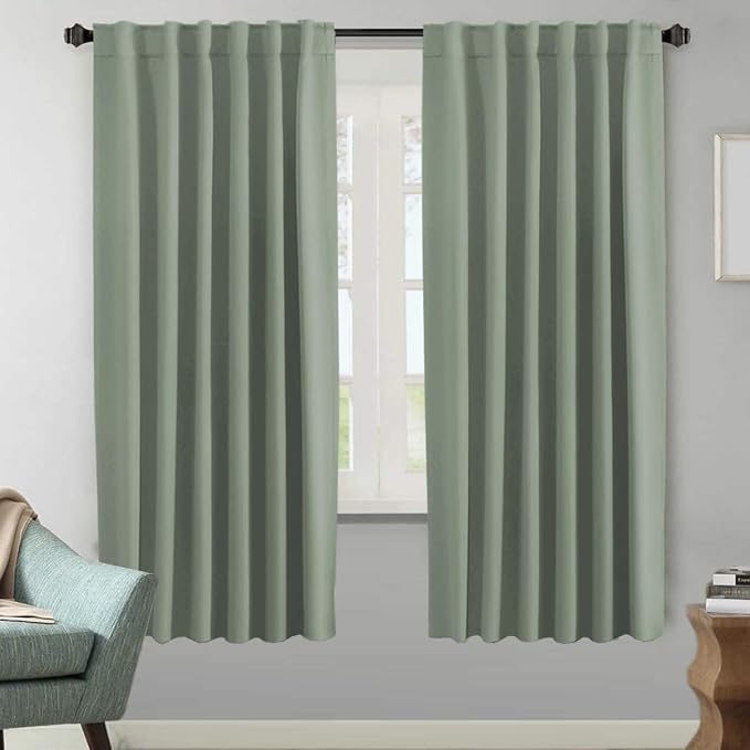 H.VERSAILTEX Blackout Curtains Thermal Insulated Window Treatment Panels Room Darkening Blackout Drapes for Living Room Back Tab/Rod Pocket Bedroom Draperies (2 Panels, Cyan, 52 x 72 Inch)