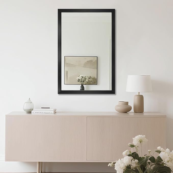 Bathroom Mirror for Over Sink 36x24 Inch Rectangular Wall Mirror, Black | Decorative Wall Mounted Mirror, Hangs Horizontally or Vertically for Vanity, Entryway, Restroom