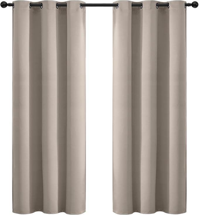 Yakamok Room Darkening Curtains 42x72 inch Length Natural-Living Room | 2 panels,grommet blackout window treatment,thermal insulated,light blocking drapes,privacy protection,bedroom dining room