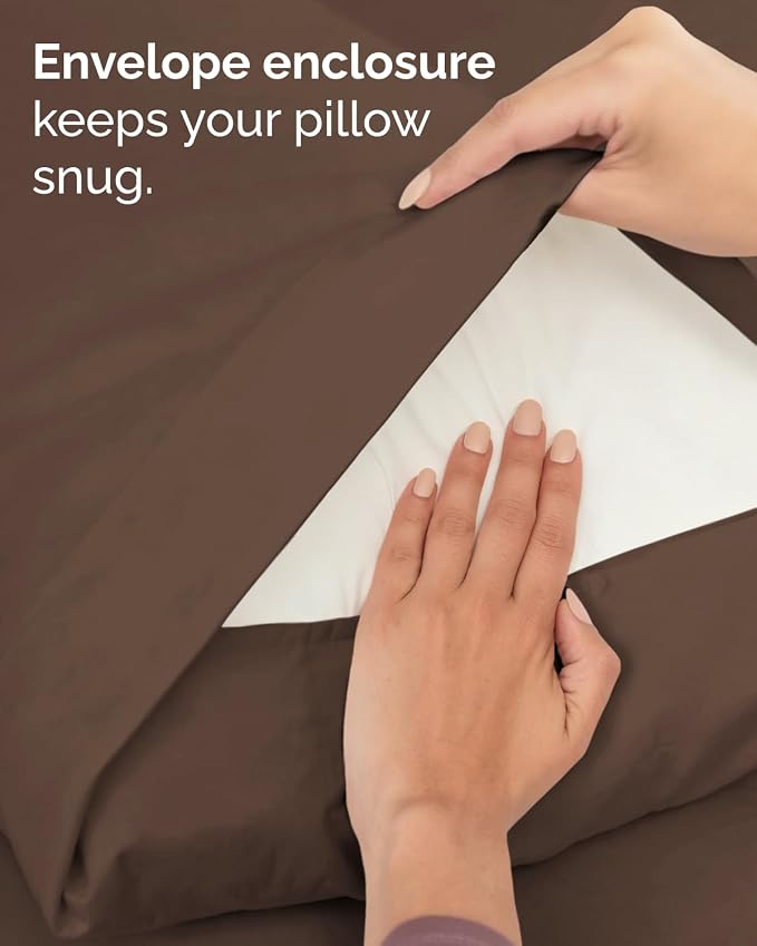 Twin XL 4 Piece Sheet Set - College Dorm Room Essentials - Chocolate Brown | Ultra Soft Dorm Bedding Set, 8" to 16" Inch Deep Pockets, 1 Flat & 1 Fitted Sheet & 2 Pillowcases, Wrinkle & Fade Free
