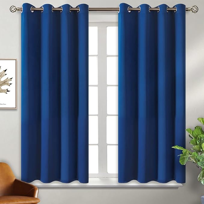 BGment Royal Blue Blackout Curtains for Bedroom 54 Inch Long - 2 Panels | Grommet Top, Black Out, Room Darkening, Sunblock, Thermal Insulated, Window Drapes for Kids Boys Room, 46x54 Inch