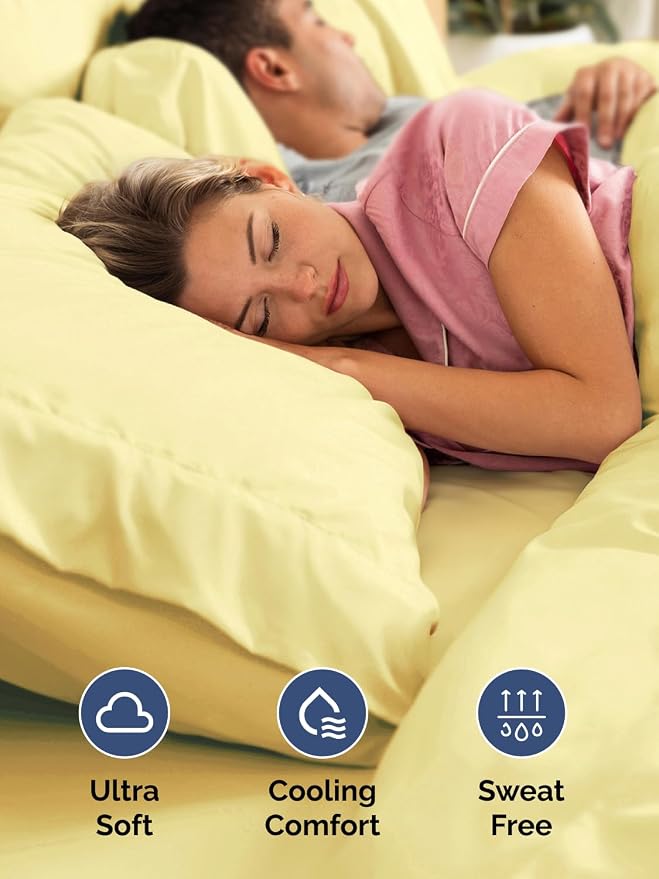 Extra Deep King Sheet Set - 4 Piece Breathable & Cooling Sheets - Yellow | Easily Fits 18 to 24 inch Mattress - Ultra Soft, Wrinkle & Fade Free with Extra Deep Pockets - Comfy Hotel Luxury Bedding