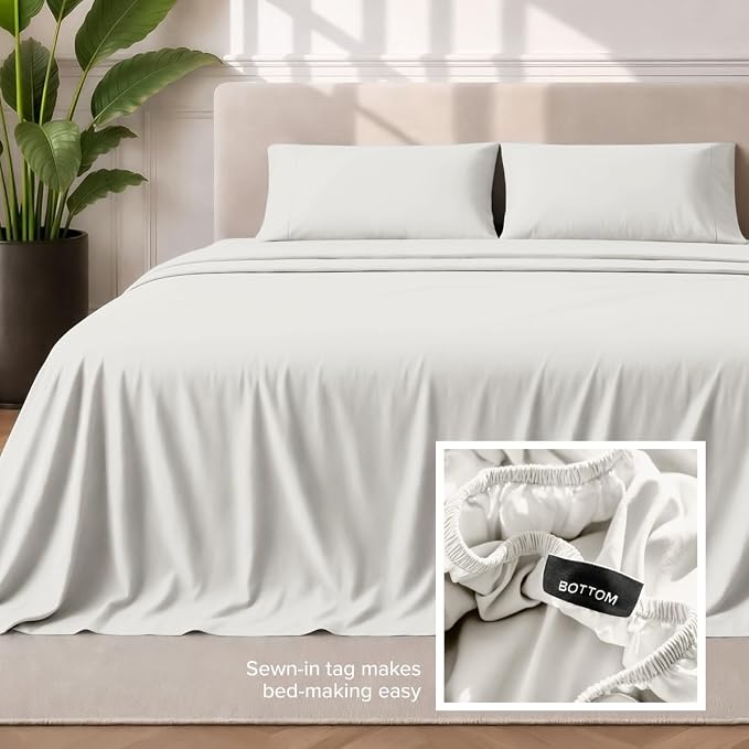 Bare Home King Sheet Set - 1800 Ultra-Soft (King, Cream) | Deep Pockets 6 to 15 Inches, Breathable, Hypoallergenic, Hotel Luxury, Easy Fit, Soft, All-Season