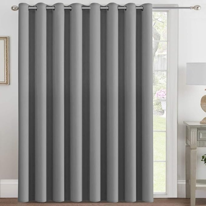 H.VERSAILTEX Blackout Patio Curtains 100 x 102 Inches for Sliding Door Extral Wide Blackout Curtain Panels Thermal Insulated Room Divider - Grommet Top, 8.5' Tall by 8.3' Wide - Dove Grey