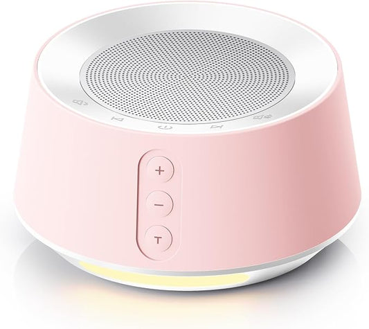 White Noise Machine with Night Light – 20 Soothing Sounds, 10 Color Lights, 5 Timer Settings & Memory Function, Portable Sleep Sound Machine for Baby Nursery, Kids & Adults, Pink