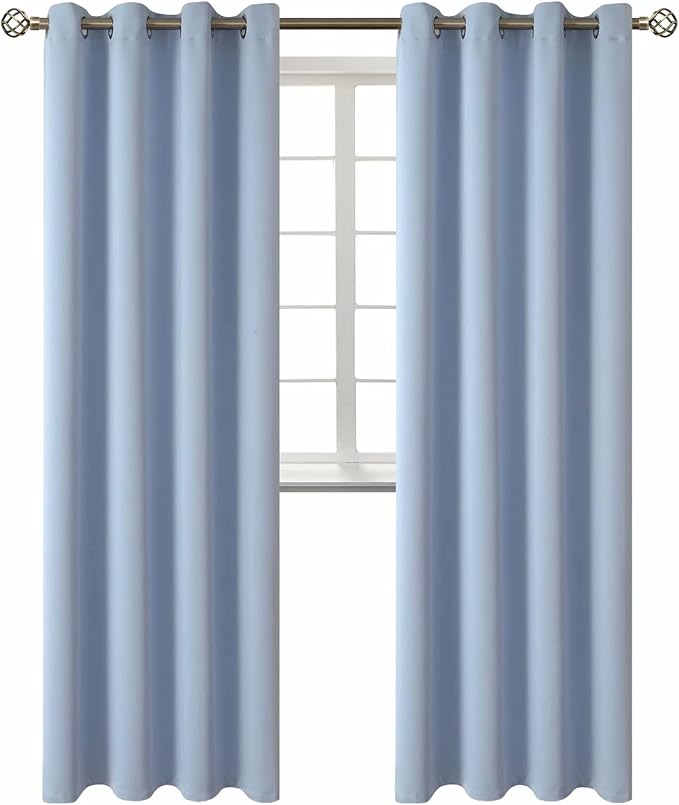 BGment Blackout Curtains for Living Room - Grommet Thermal Insulated Room Darkening Curtains for Bedroom, 2 Panels of 52 x 95 Inch, Spa Blue