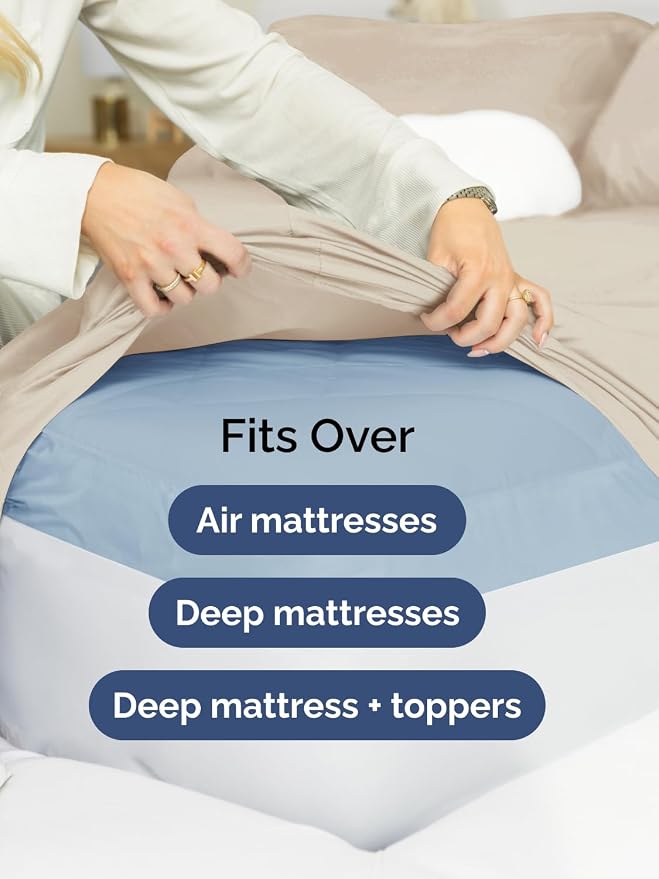 Extra Deep Full Sheet Set - 6 Piece Breathable and Cooling Sheets - Wheat | Hotel Luxury Bed Sheets Set, Easy & Secure Fit, Ultra-Soft, Wrinkle & Fade Free, Comfy Sheets Set with Extra Deep Pockets