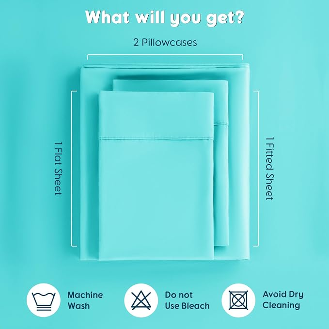 SONORO KATE 1000 Series 100% Egyptian Cotton Cal King Sheet Set,4 Pieces | Soft,Breathable Long Staple,Sateen Weave,Luxury 5-Star Hotel Bed Sheets,16" Deep Pocket,Seafoam
