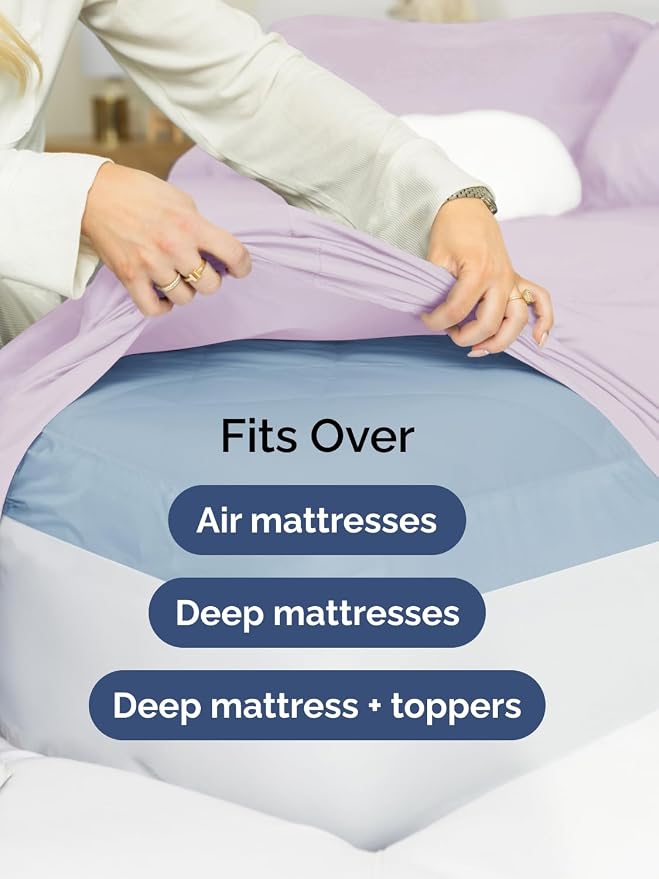 Extra Deep Full Sheet Set - 6 Piece Breathable & Cooling - Light Lavender | Hotel Luxury Bed Sheets Set, Easy & Secure Fit, Ultra-Soft, Wrinkle & Fade Free, Comfy Sheets Set with Extra Deep Pockets