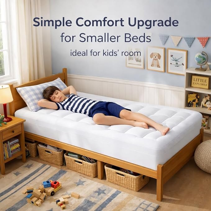 ELEMUSE 3 Inch Twin Dual Layer Memory Foam Mattress Topper with Pillowtop | 2 Inch Cooling Gel Foam,1 Inch Soft Pillowtop Pad, Pressure Relief Bed Topper, Comfortable Support