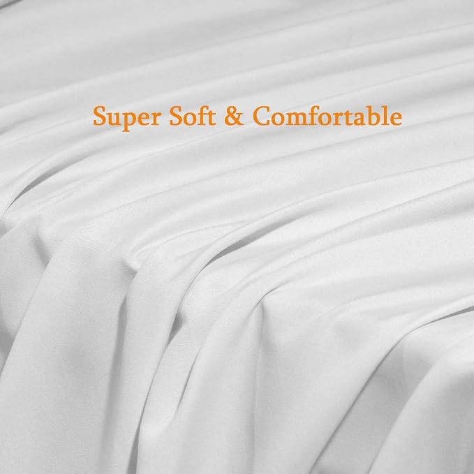 SONORO KATE Bed Sheet Set Super Soft Microfiber 1800 Series Luxury Egyptian Sheets Fit 18-24 Inch Deep Pocket Mattress Wrinkle-4 Piece (White, Twin XL)