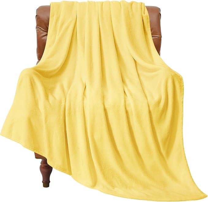 BEDELITE Fleece Blanket Soft Plush Throw for Couch Light Yellow 50"x60" | Ultra Soft Fleece, Plush Microfiber, Lightweight Warmth, All Season Comfort, Fade Resistant, Machine Washable, Couch Sofa Bed