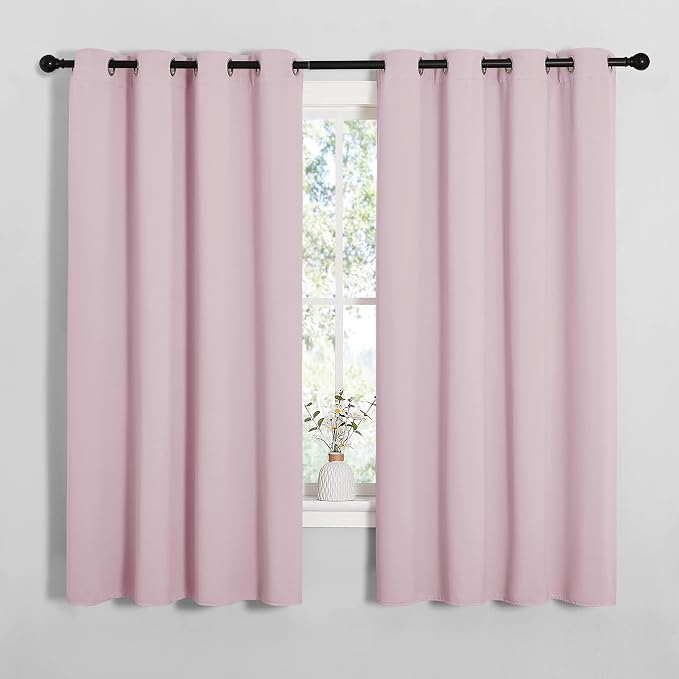 NICETOWN Blackout Curtain Panels, 1 Pair, 55 x 68-inch, Lavender Pink | Nursery Essential Thermal Insulated Solid Grommet Top Blackout Drapes for Girls Room