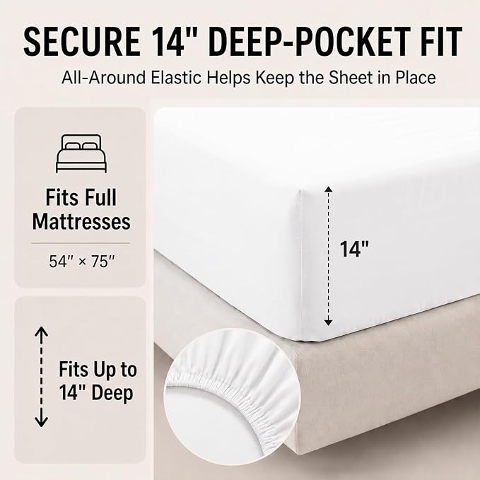 Full Size Comforter Sets White - 7 Pieces Bed in a Bag | OEKO-TEX Certified, All-Season, Bedroom, Guest Room, Down-Alternative Comforter + Flat & Fitted Sheets + 4 Pillowcases