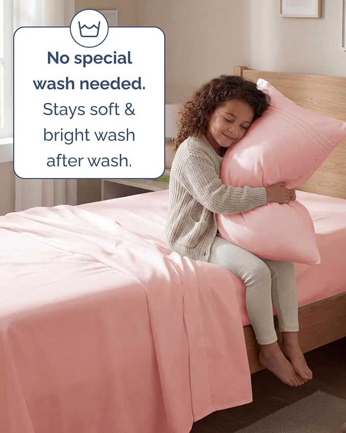 Twin Size 3 Piece Sheet Set - Comfy Breathable & Cooling Sheets - Baby Pink | Hotel Luxury Bed Sheets for Women & Men, Deep Pockets, Easy-Fit, Extra Soft and Wrinkle Free Sheets, Oeko-Tex Bed Sheet Set