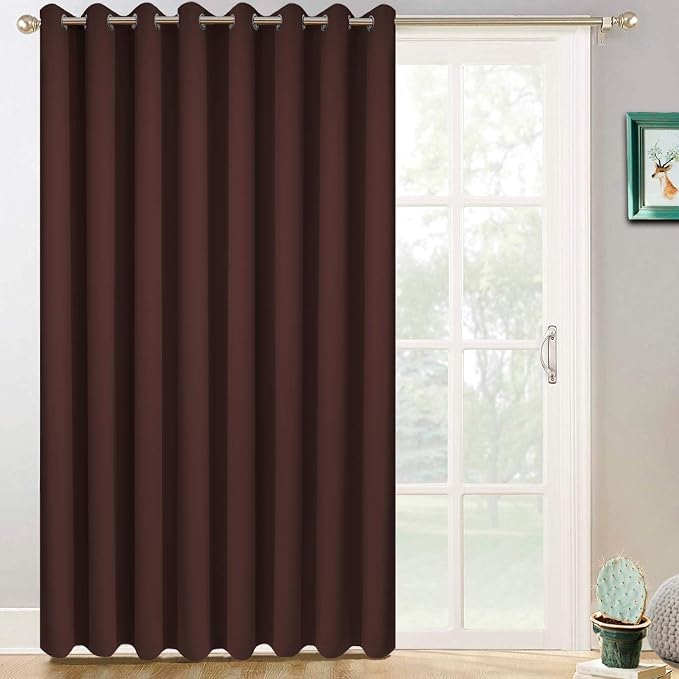 Yakamok Chocolate Brown Room Darkening Curtains 84 inch Sliding Door Drapes | 1 Extra-wide Panel,W100xL84,Soft Triple-weave,Grommet,Blackout Thermal Insulated Drapes,Privacy,Light Reduction,Patio doors