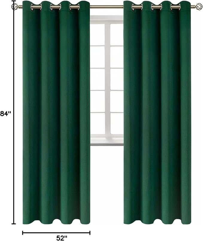 BGment Christmas Blackout Curtains - Grommet Thermal Insulated Room Darkening Bedroom and Living Room Curtains, Set of 2 Decorative Curtain Panels (52 x 84 Inch, Emerald Green) | Grommet Top, Black Out, Room Darkening, Sunblock, Thermal Insulated, Wind...