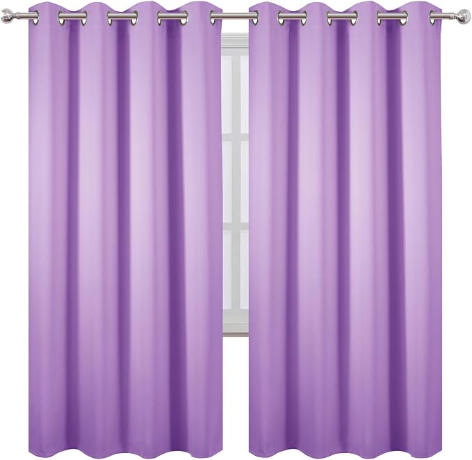 Blackout Curtains 66 x 72 Inch Long Lavender Curtains Set of 2 Panels Room Darkening Curtains for Bedroom and Living Room