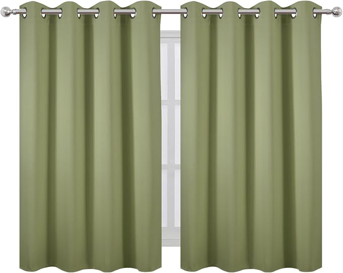 Sage Green Thermal Blackout Curtains/52 x 45 Inch/Set of 2 Panels Room Darkening Curtains