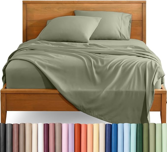 Bare Home Full XL Sheet Set - 1800 Ultra-Soft (Full XL, Sage) | Deep Pockets 6 to 15 Inches, Breathable, Hypoallergenic, Hotel Luxury, Easy Fit, Soft, All-Season