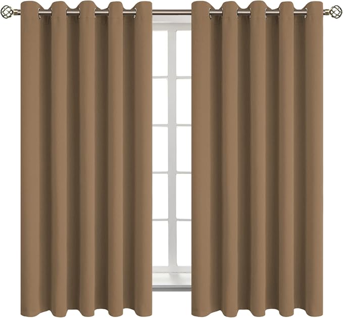 BGment Taupe Blackout Curtains for Bedroom 63 Inch Long - 2 Panels | Grommet Top, Black Out, Room Darkening, Sunblock, Thermal Insulated, Window Drapes for Kids Boys Room, 70x63 Inch