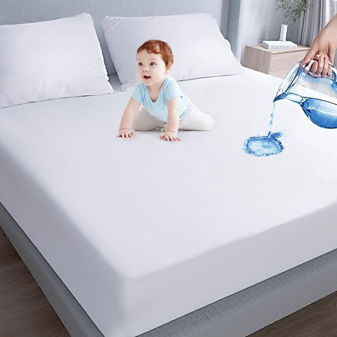 Twin XL Size Mattress Protector Waterproof, Mattress Cover for Kids | Smooth Top,Breathable Skin Friendly and Noiseless Fitted Sheet,Polyester Mattress Protector