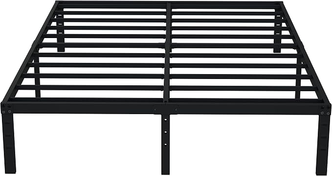 EMODA Queen Bed Frame No Box Spring Needed 14 Inch Heavy Duty Metal | Platform BedFrame Queen Size with Steel Slats, Easy Assembly, Black