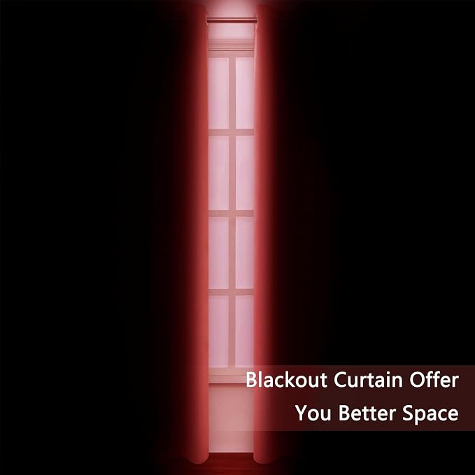 Blackout Curtains 52 x 90 Inch Long Bright Red Curtains Set of 2 Panels Room Darkening Curtains for Bedroom and Living Room