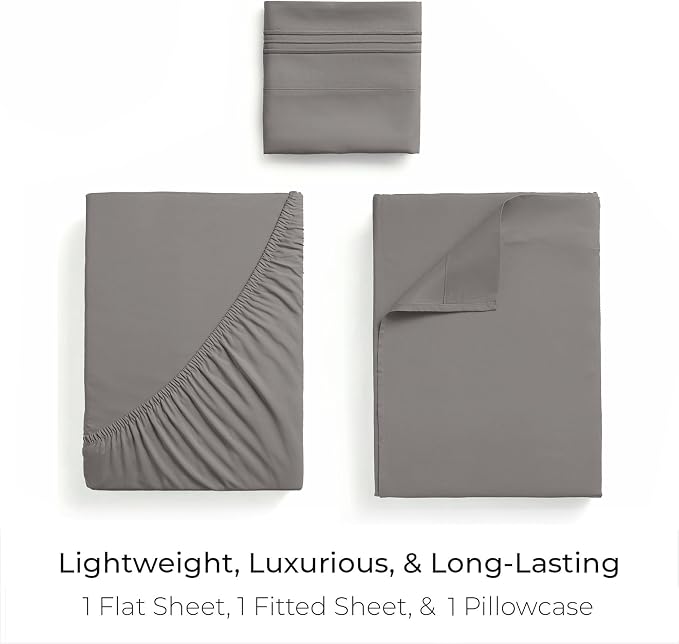 Mellanni Iconic 3-Piece, Ultra Soft Sheet Set (Twin XL, Taupe) | 10M+ Sleepers. Lab-tested: Sleeps Cool, Stays Bright, Strong, Smooth. Good Housekeeping Best Bedding, 7 yrs running.