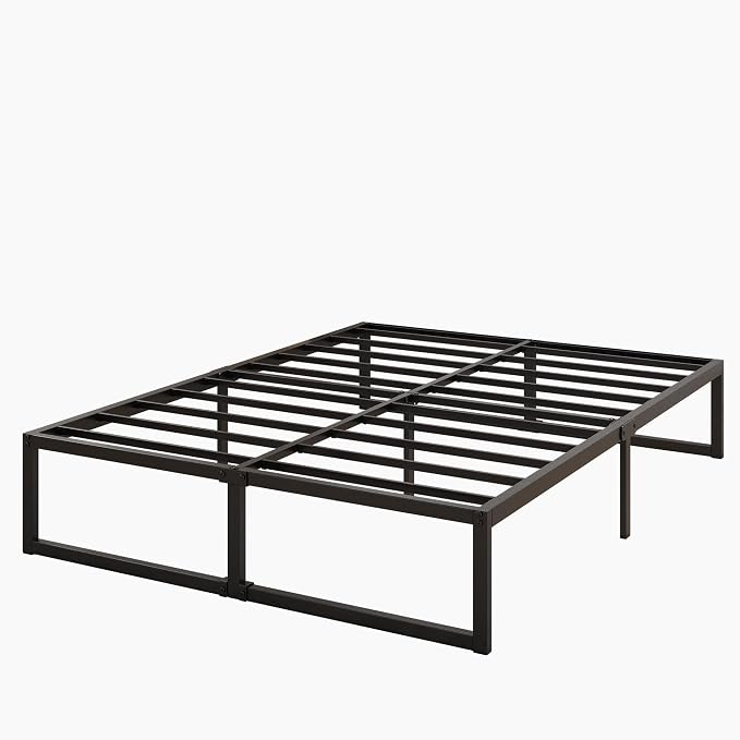 Lutown-Teen 16 Inch Bed Frame Queen Size with Heavy Duty Steel Slat Support | Metal Platform Queen Bed Frame No Box Spring Needed, Easy Assembly, Black