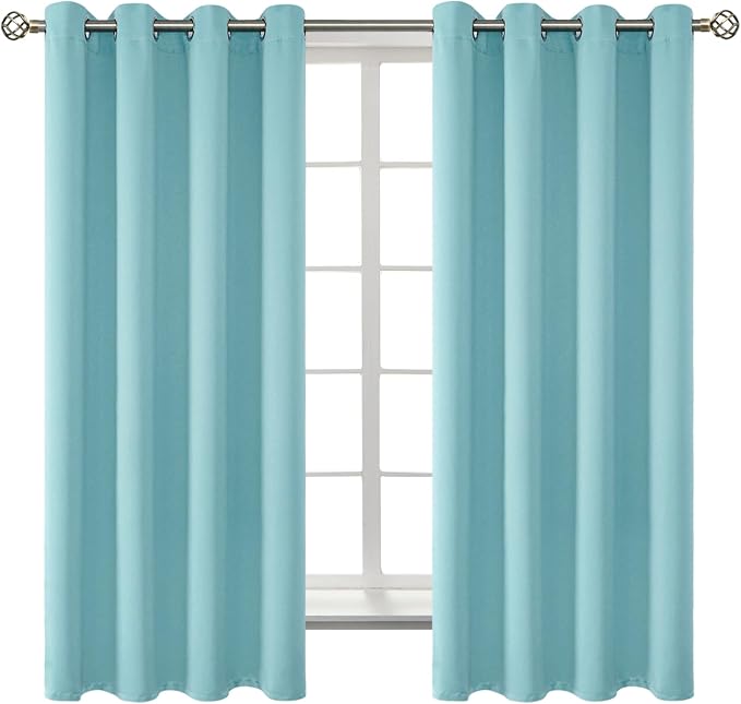 BGment Baby Blue Blackout Curtains for Bedroom 63 Inch Long - 2 Panels | Grommet Top, Black Out, Room Darkening, Sunblock, Thermal Insulated, Window Drapes for Kids Boys Room, 52x63 Inch