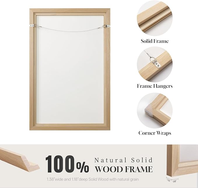 Large Framed Neutral William Morris Botanical Canvas Wall Art, Set of 3 | Boho beige, Abstract floral, Vintage, Farmhouse decor, 30x60 inch, Living room, Bedroom, Hallway, Office decor