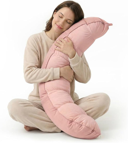 Peallow(Pat. Pend) – Long Round Body Pillow for Adults, Bolster Pillow for Sleeping, Soft and Supportive Pillow for Sleeping & Lumbar Support