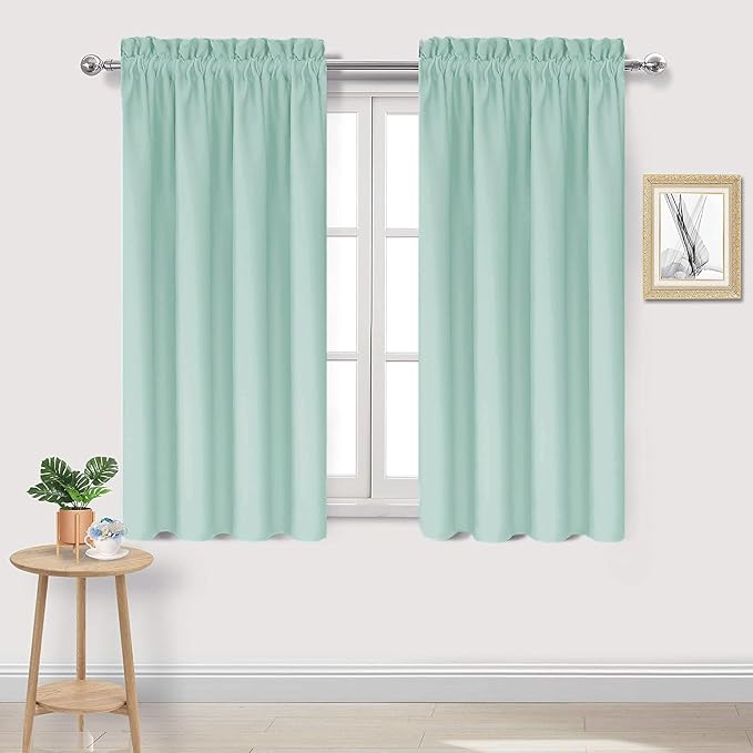 DWCN Blackout Curtains for Bedroom Living Room 42 x 54 Inch Long 2 Panels | Room Darkening, Thermal Insulated, Light Blocking, Rod Pocket Drapes, Noise Reducing Window Treatments, Mint Green