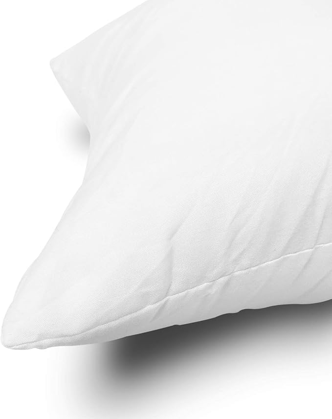 EDOW Throw Pillow Inserts, Set of 2 Lightweight Down Alternative Polyester Pillow, Couch Cushion, Sham Stuffer, Machine Washable. (White, 18x18)