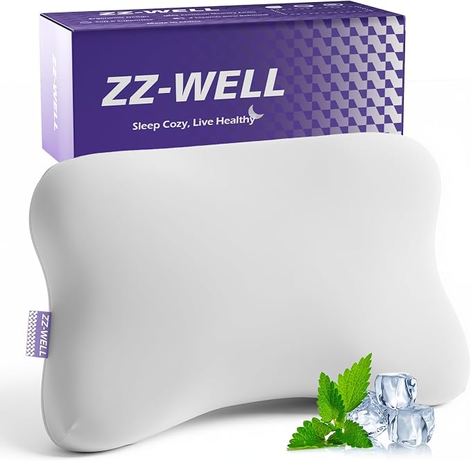 ZZ-WELL Side Sleeper Pillow - Patented Cervical Neck Pillow for Sleeping with Cooling Cover - High Loft Heavy Density Memory Foam Pillows for Side Sleepers & Broad Shoulders Adults (Grey)