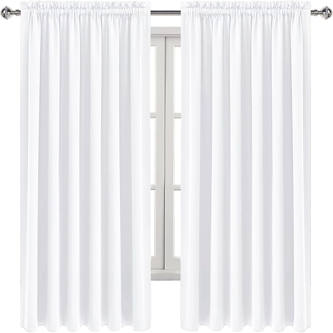 DWCN Wide Curtains 50% Light Blocking for Living Room 72 Inch Long 2 Panels | Room Darkening, Thermal Insulated, Light Blocking, Rod Pocket Drapes, Noise Reducing Window Treatments, Pure White
