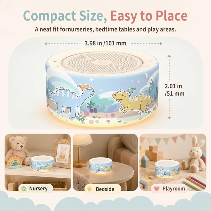 Kipcush White Noise Machine for Baby & Adults, Sleep Sound Machine with 30 Soothing Sounds, 8-Color Night Light, Memory Function, White Noise for Sleeping, Nursery, Office, Travel, Relaxation