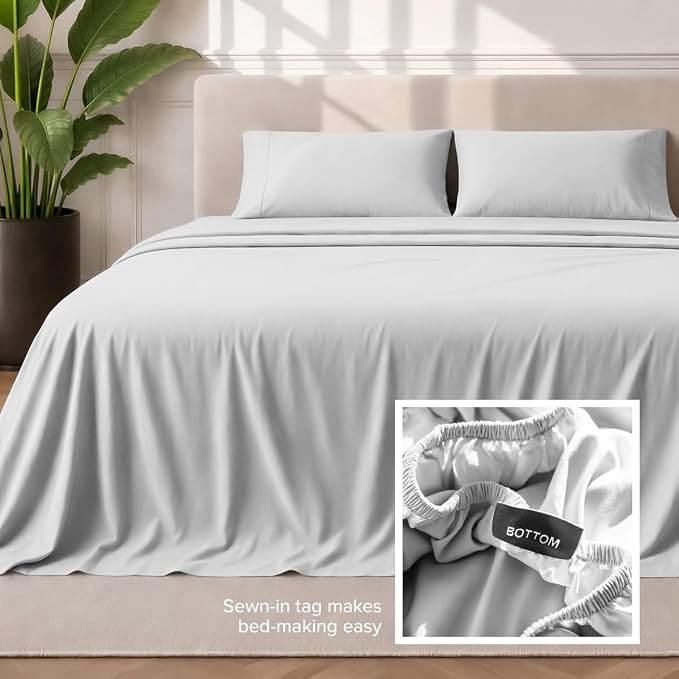 Bare Home Queen Sheet Set - 1800 Ultra-Soft (Queen, Cloud Grey) | Deep Pockets 6 to 15 Inches, Breathable, Hypoallergenic, Hotel Luxury, Easy Fit, Soft, All-Season