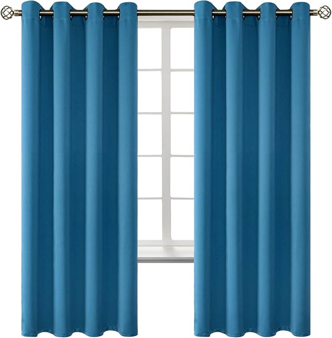 BGment Steel Blue Blackout Curtains for Bedroom 72 Inch Long - 2 Panels | Grommet Top, Black Out, Room Darkening, Sunblock, Thermal Insulated, Window Drapes for Kids Boys Room, 52x72 Inch