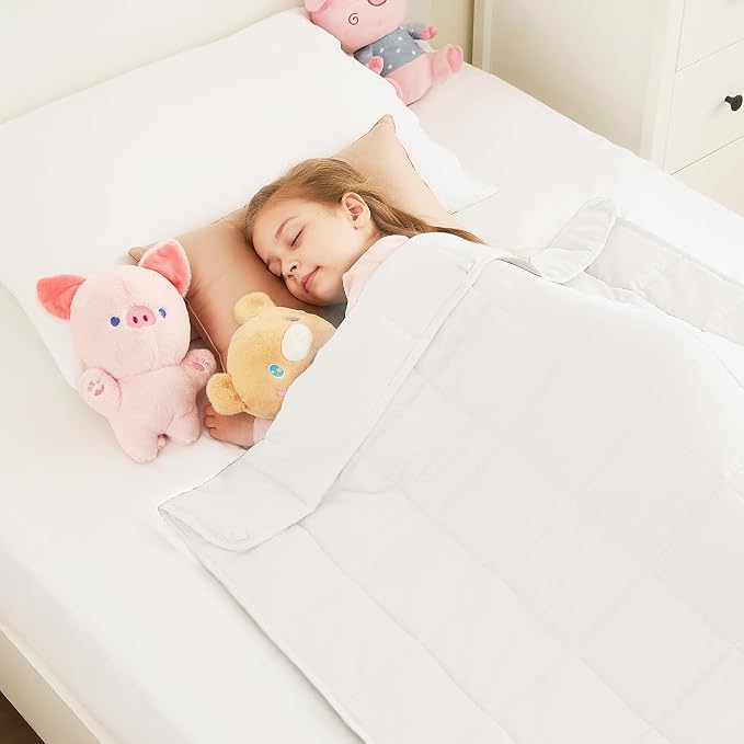 Weighted Blanket - 10 lbs White Heavy Blanket - Small Size Breathable Lap Blanket(50"x60", 10 lbs)