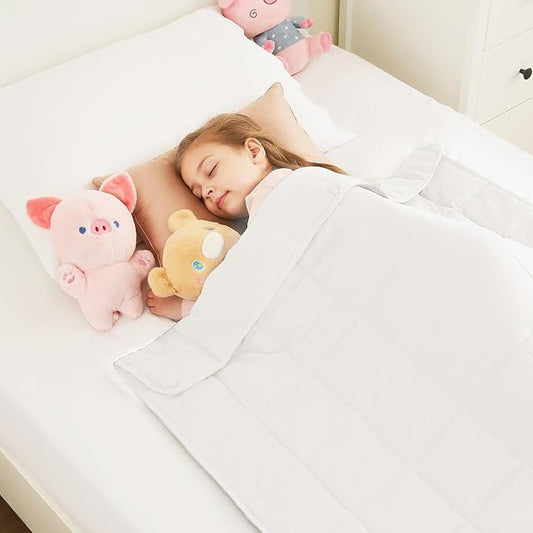 Weighted Blanket - 10 lbs White Heavy Blanket - Small Size Breathable Lap Blanket(50"x60", 10 lbs)